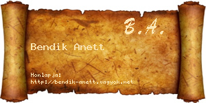 Bendik Anett névjegykártya